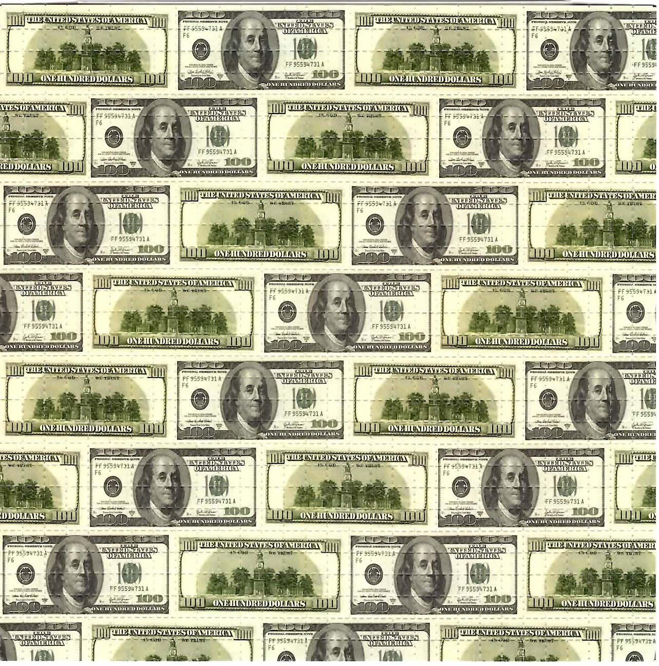 $100 Hundred Dollar Bills LSD blotter art print