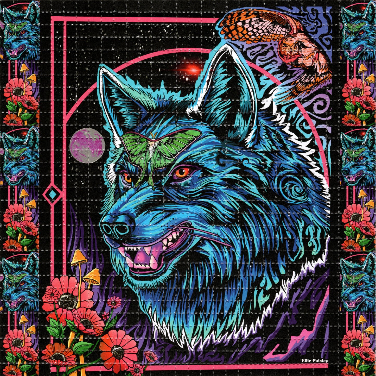 Lunar Wolf by Ellie Paisley Brooks Signed Limited Edition LSD blotter art print