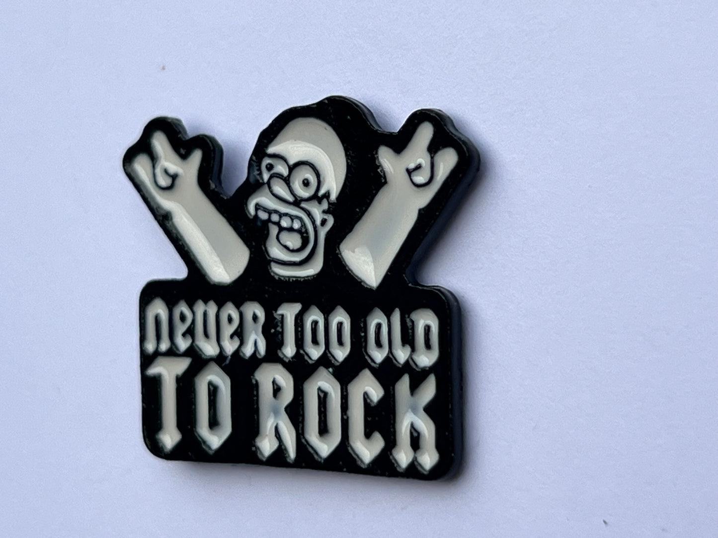Homer Never to Old to Rock Pin