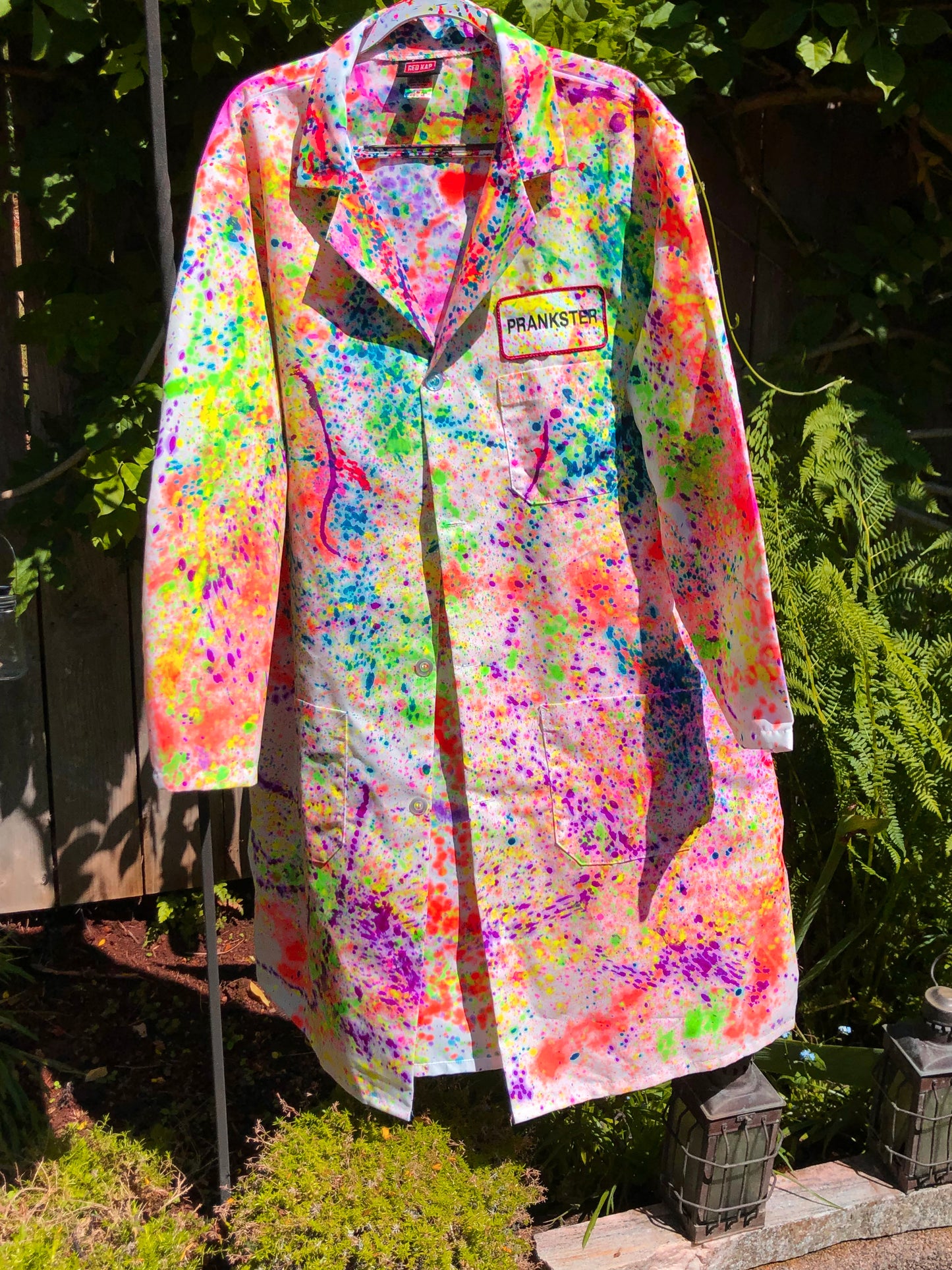 XXL PRANKSTER NAME TAG Mad Chemist Merry Prankster Hand Painted Lab Coat