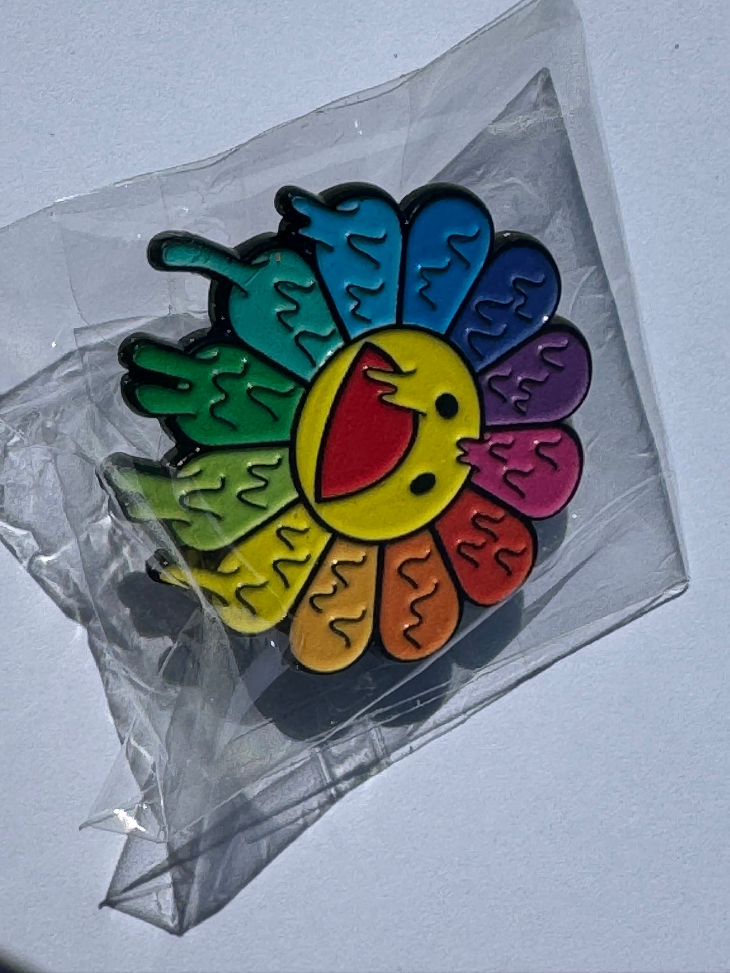 Melting Rainbow Smiley Face Sun Hat Lapel Pin