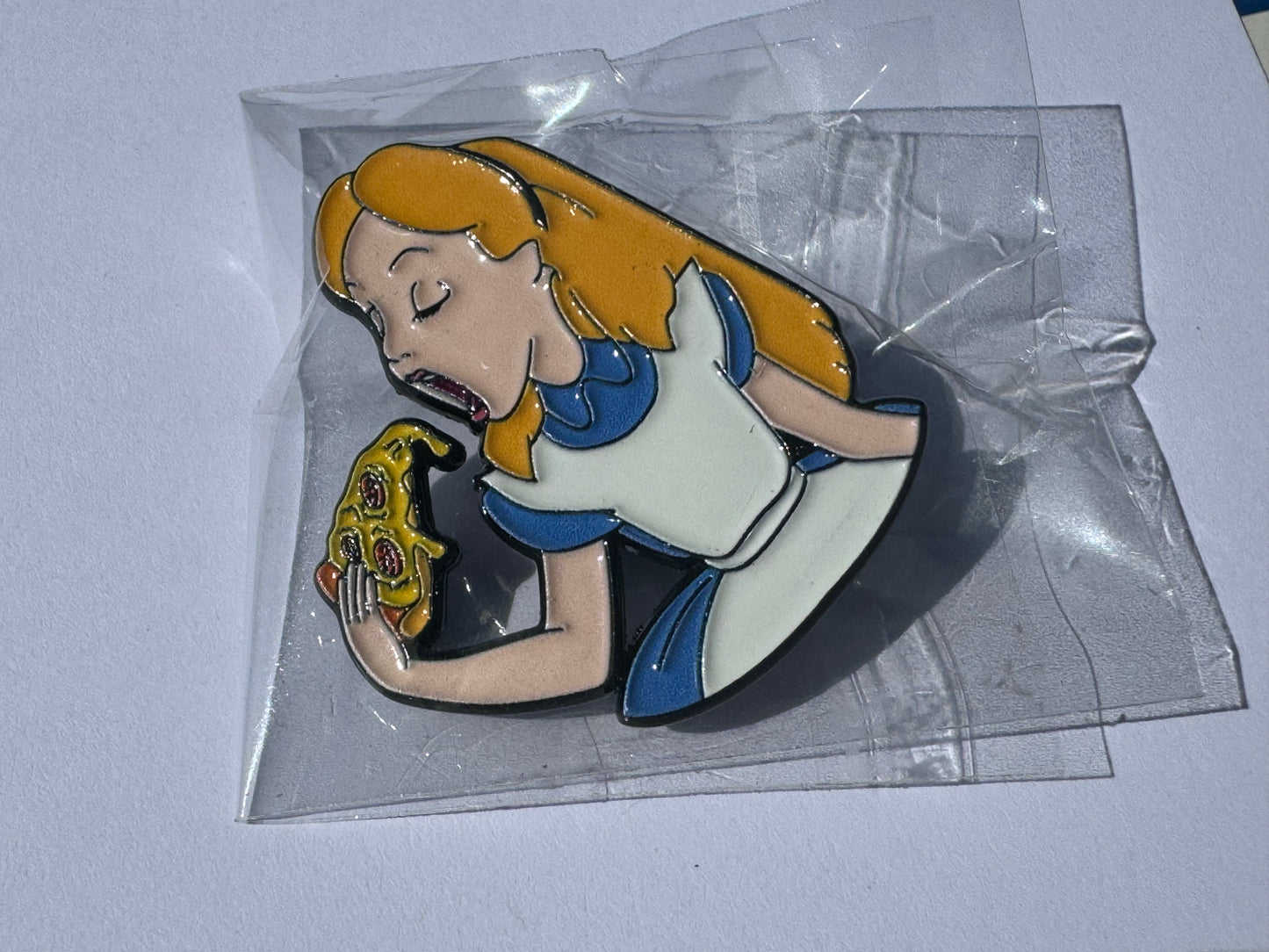 Alice Eats Pizza In Wonderland Hat Lapel Pin