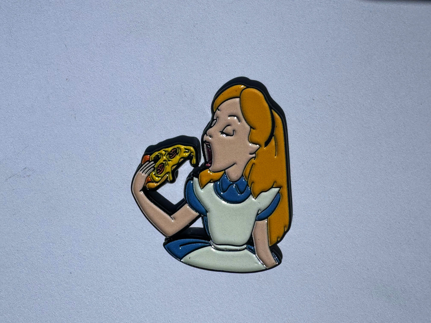 Alice Eats Pizza In Wonderland Hat Lapel Pin