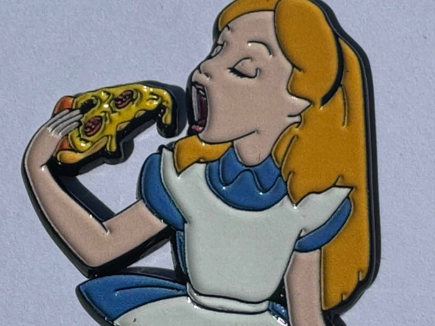 Alice Eats Pizza In Wonderland Hat Lapel Pin