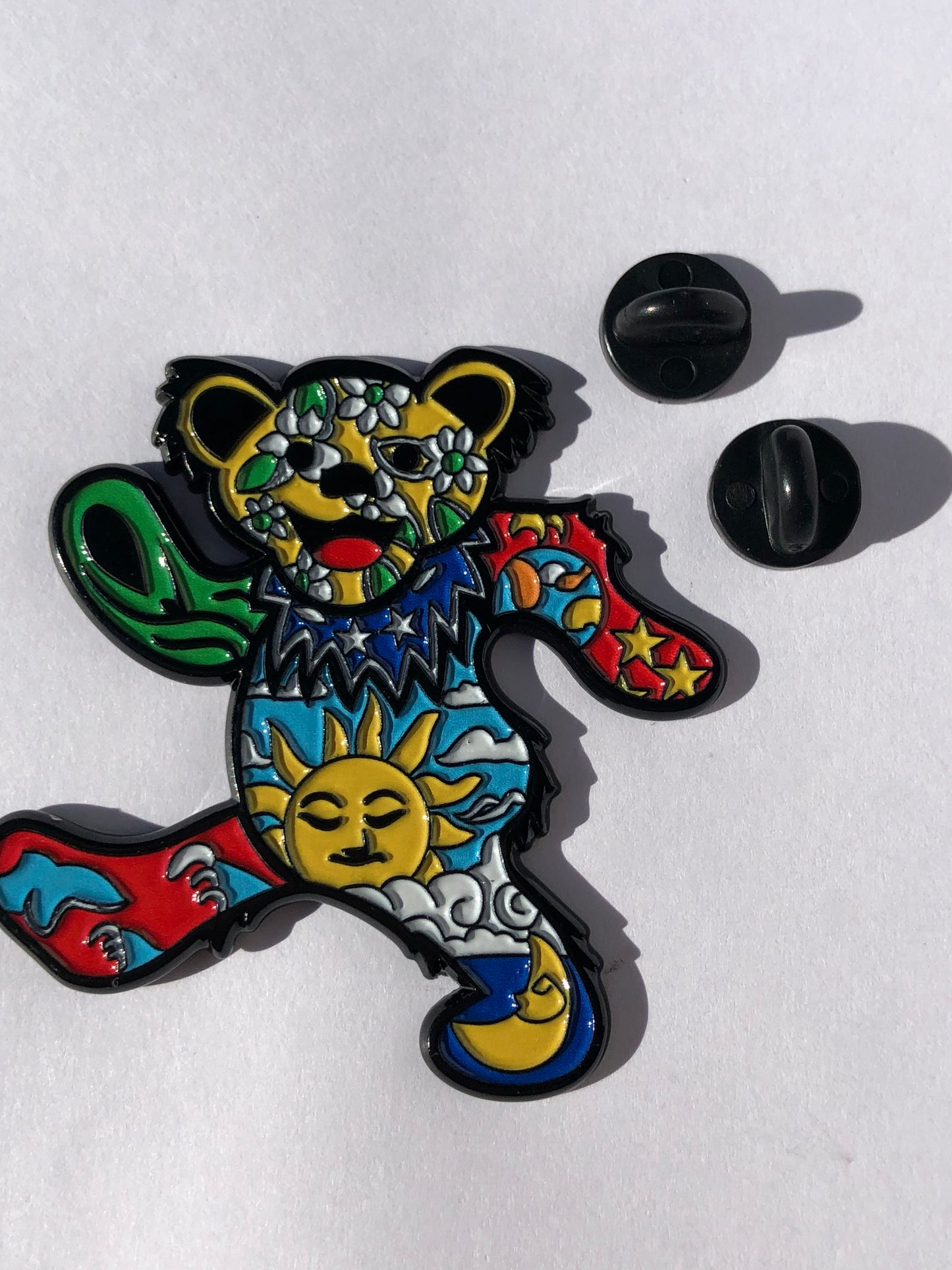 Grateful Patchwork Marching Bear Pin