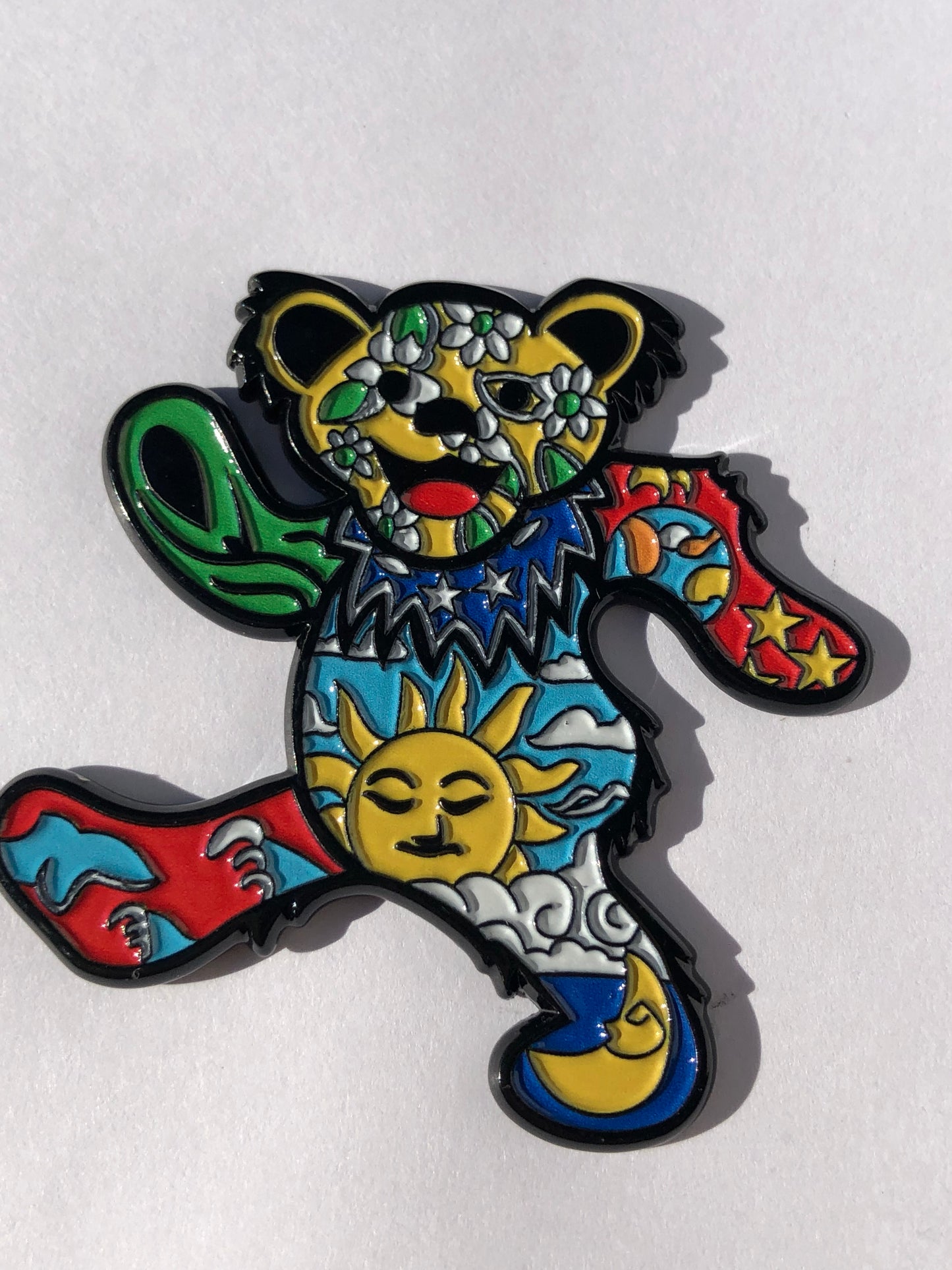 Grateful Patchwork Marching Bear Pin