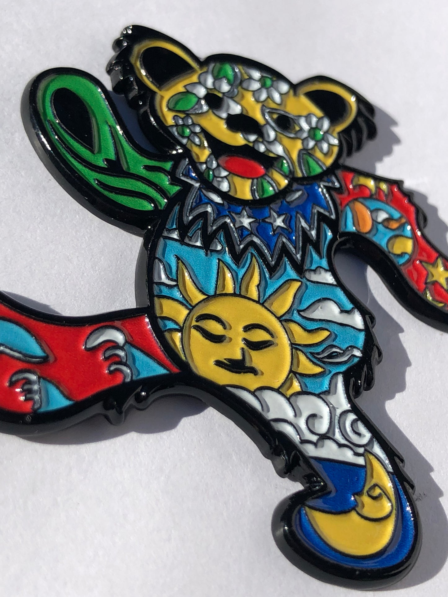 Grateful Patchwork Marching Bear Pin