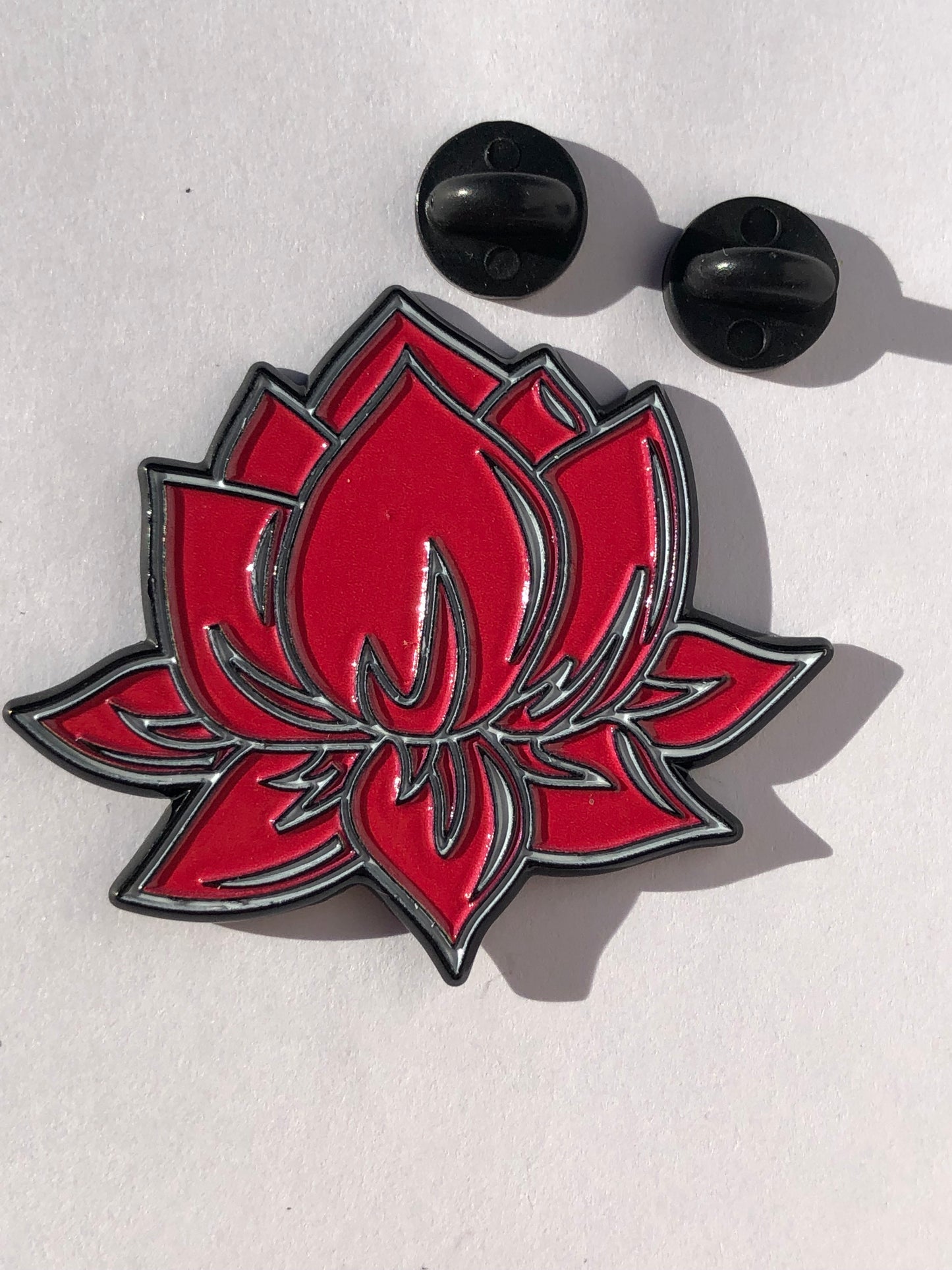 Red Lotus Flower Pin