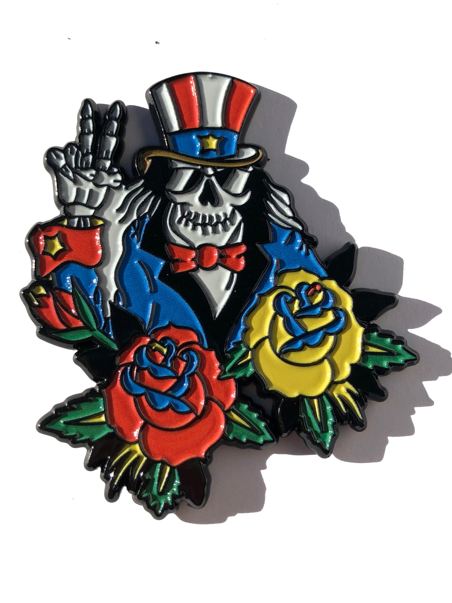 Grateful Peace Hat Skull and Roses Pin