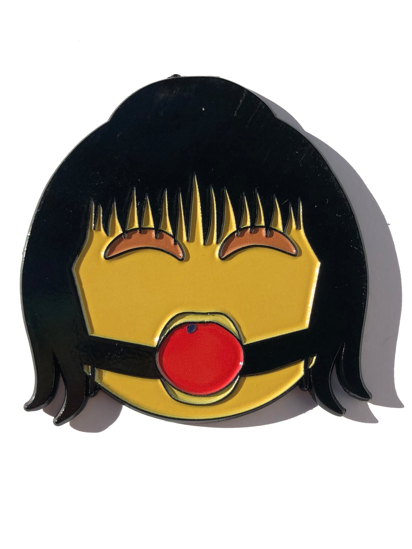 Gagged Smiley Face Girl Pin