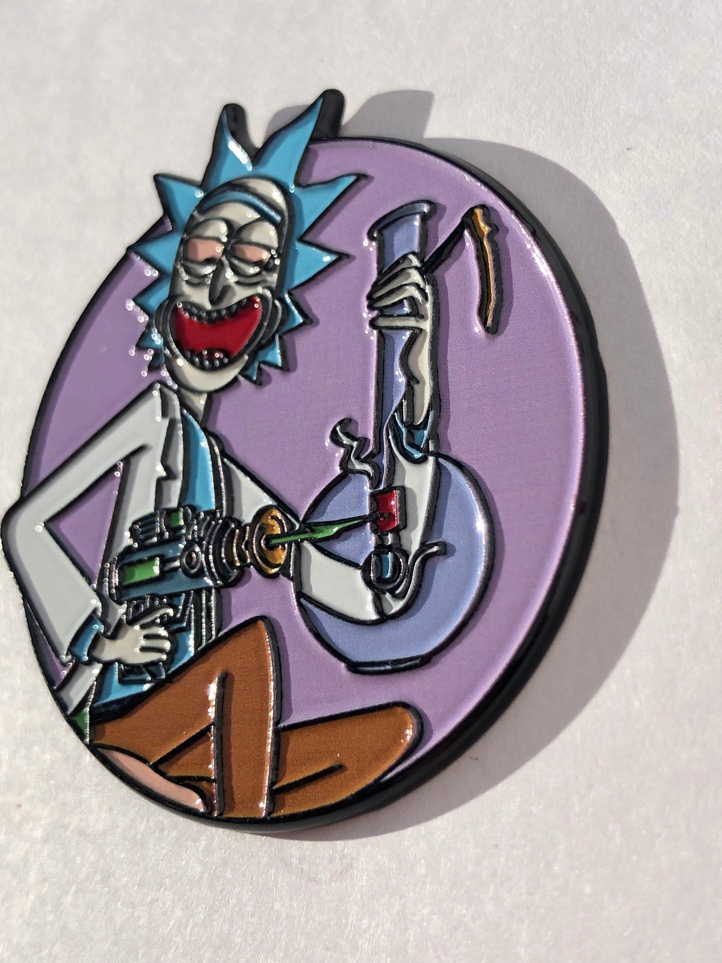 Rick Lights Bong with Portal Gun Pin