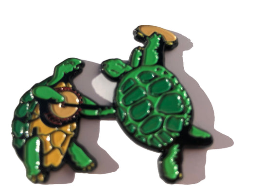 Two Green Grateful Dancing Terrapins Pin