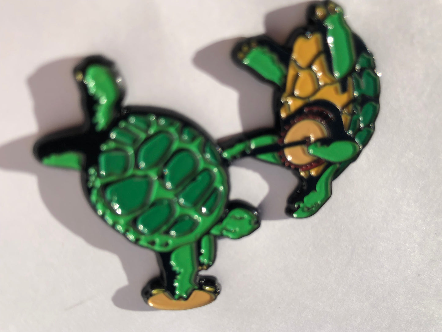 Two Green Grateful Dancing Terrapins Pin