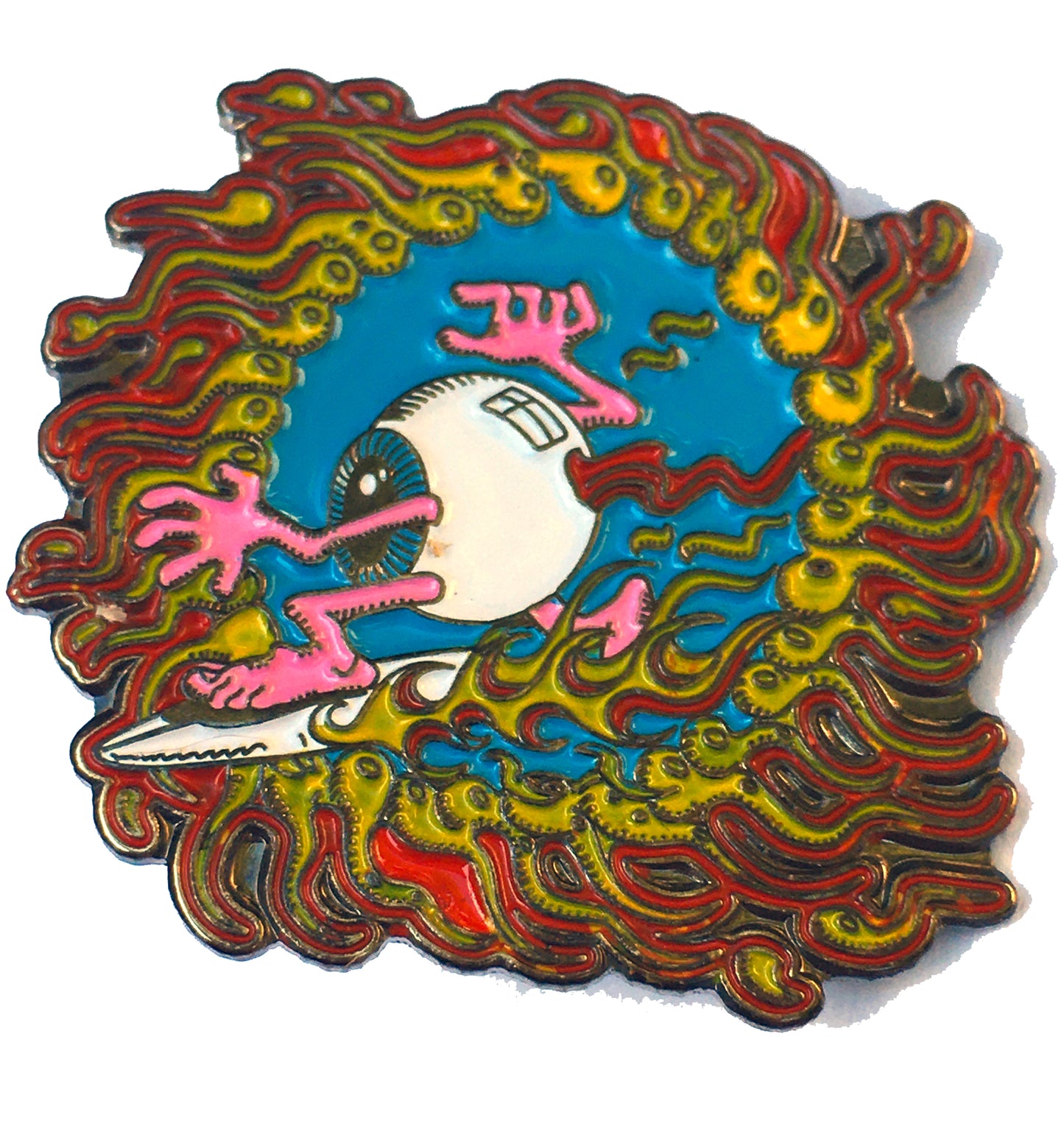 Surfing Eyeball Grateful Pin