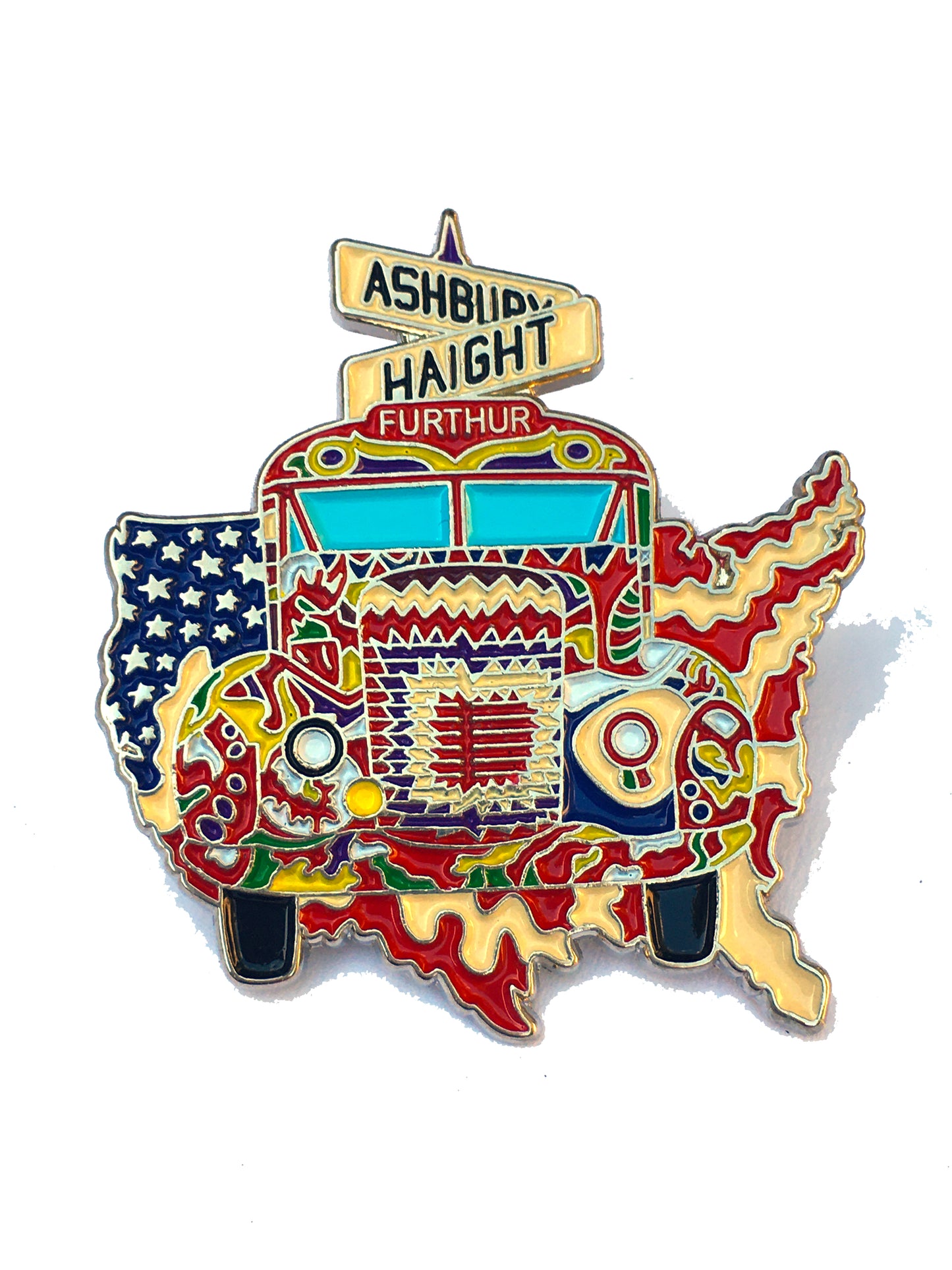 Haight Ashbury Furthur Bus Ken Kesey Merry Pranksters Pin