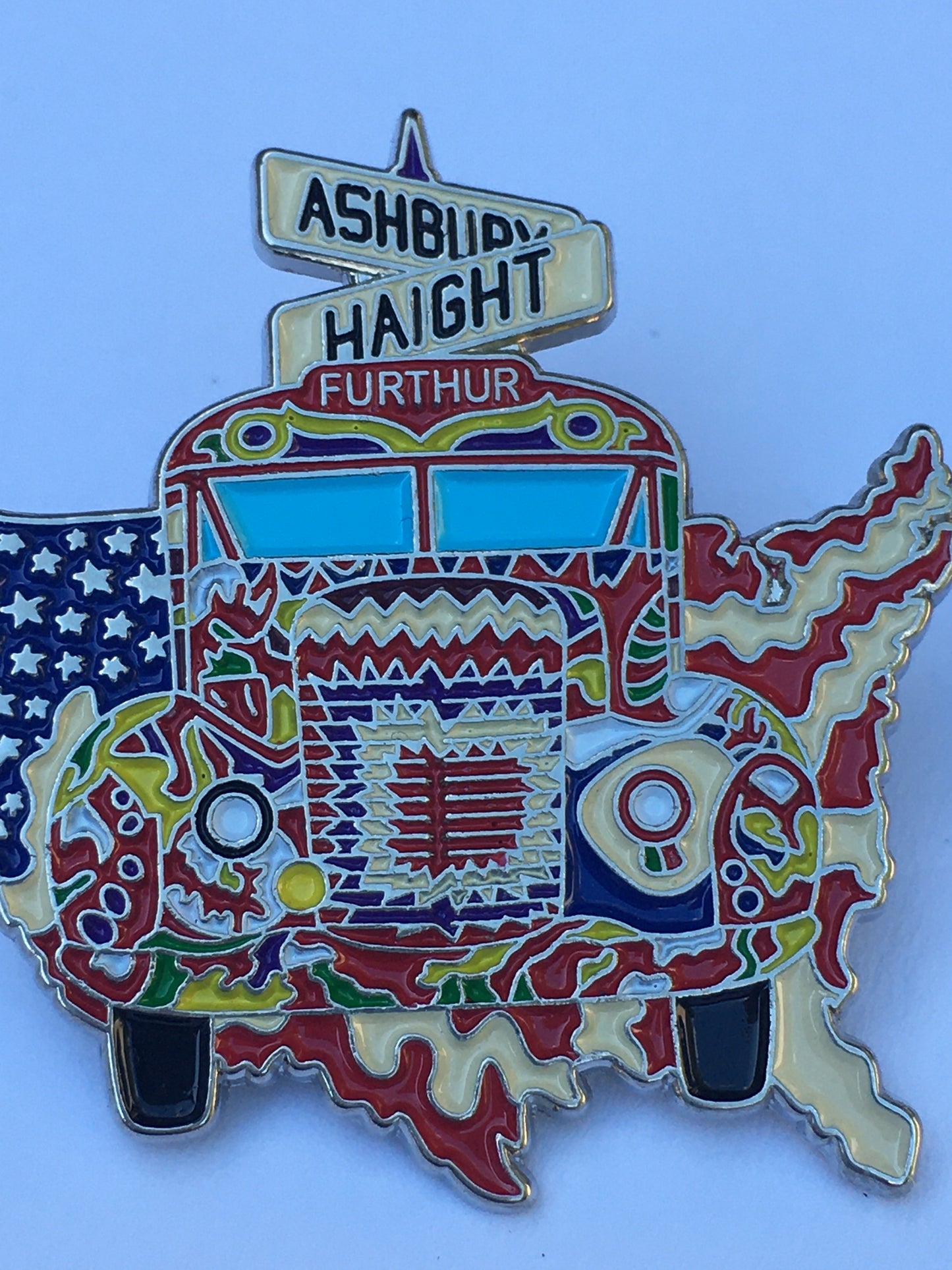 Haight Ashbury Furthur Bus Ken Kesey Merry Pranksters Pin
