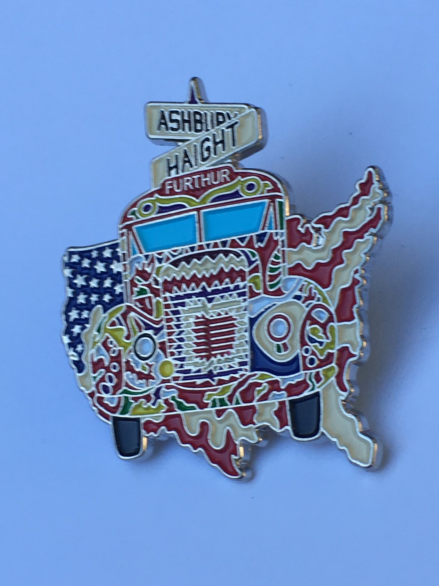 Haight Ashbury Furthur Bus Ken Kesey Merry Pranksters Pin