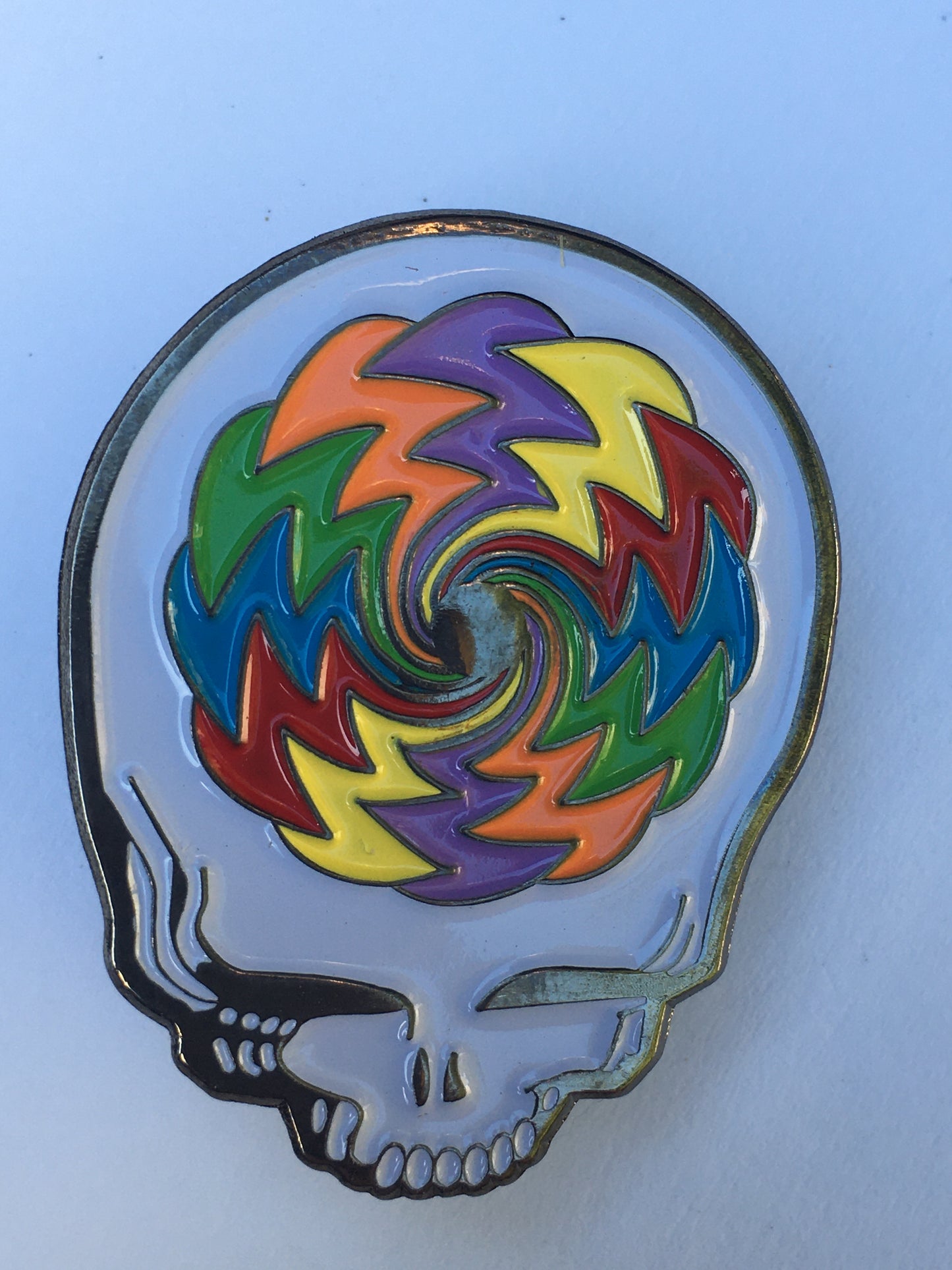 Swirly Rainbow Grateful Stealie Pin