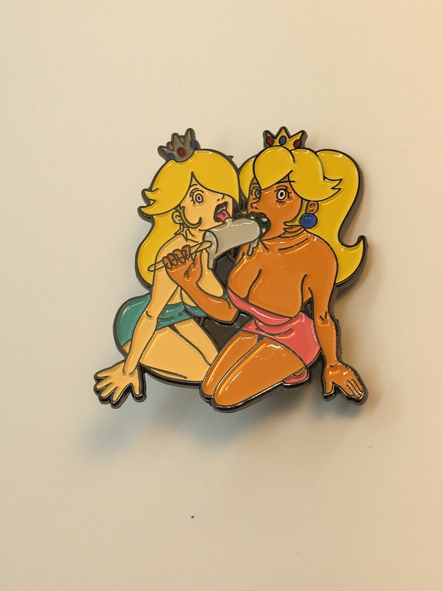 Daisy and Peach Slurp Mushroom Pin