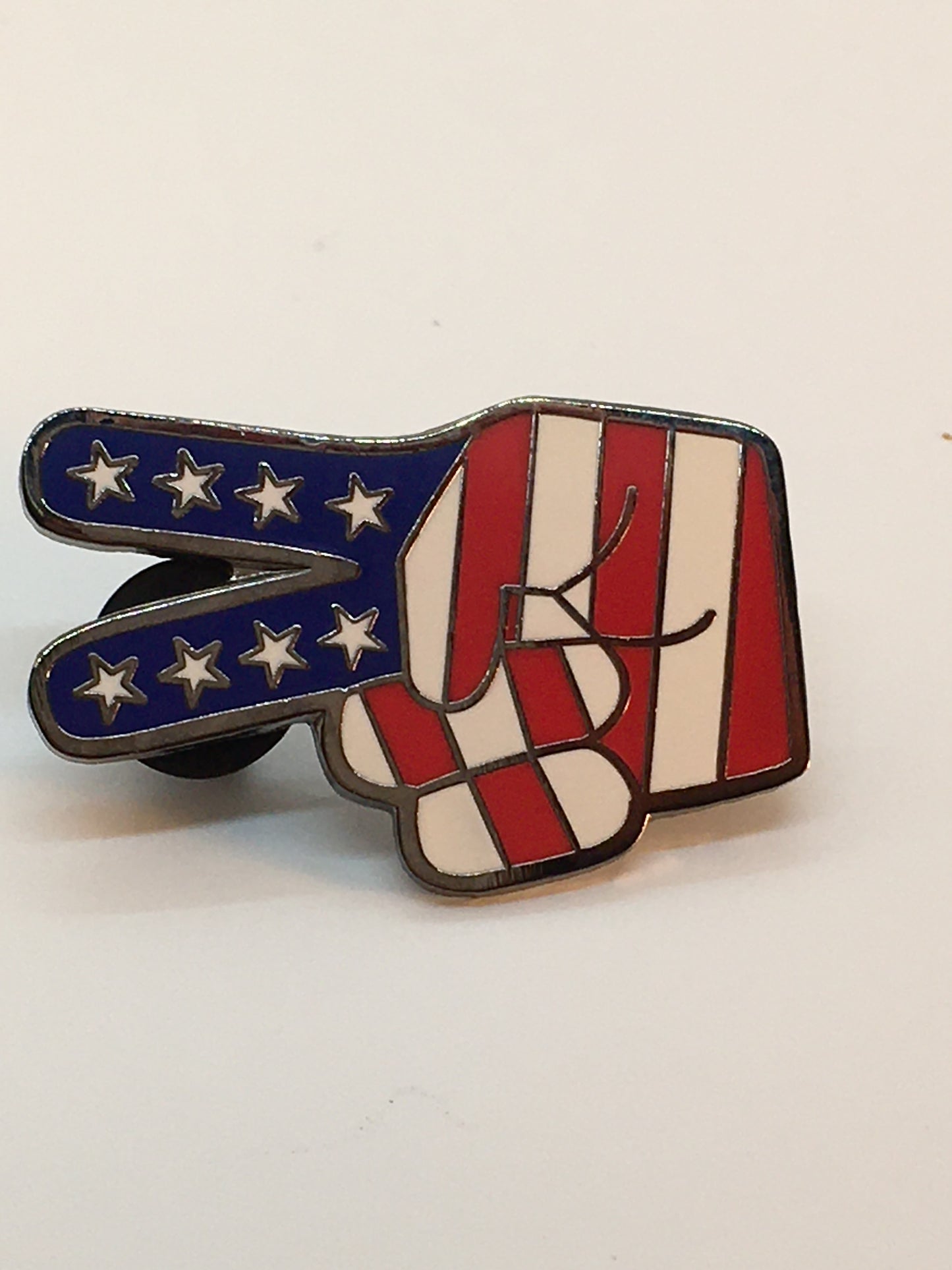 Peace Fingers Stars & Striped Pin