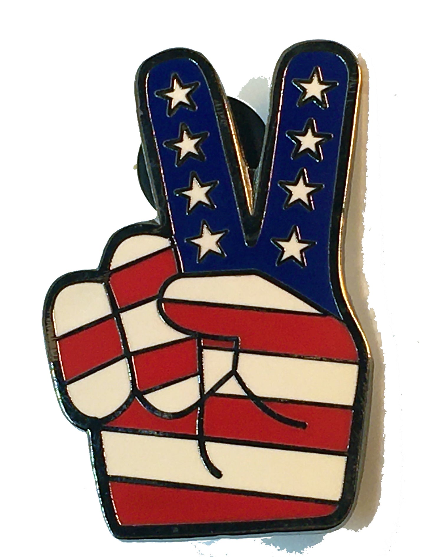 Peace Fingers Stars & Striped Pin