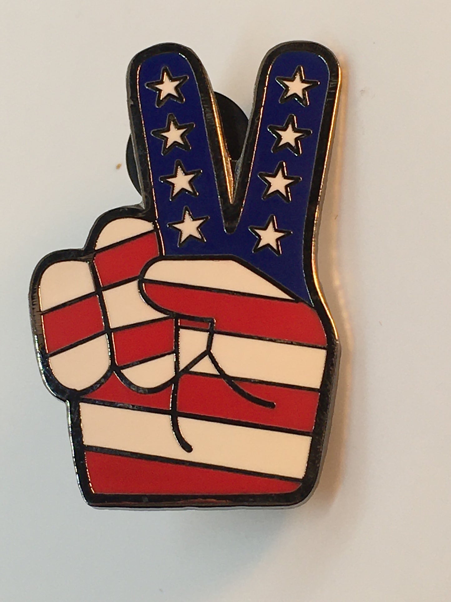 Peace Fingers Stars & Striped Pin