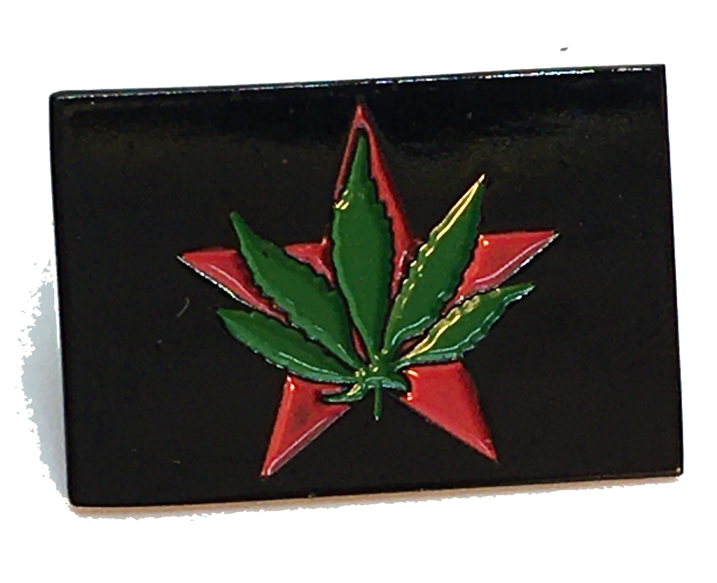Cannabis Leaf Red Star Pin