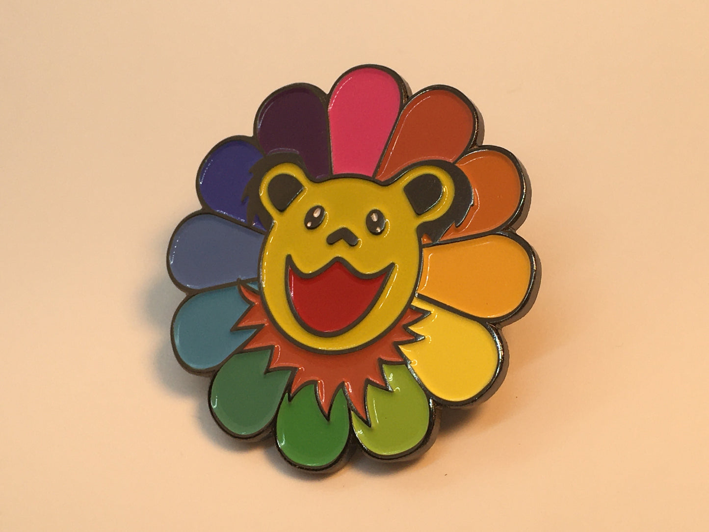 Rainbow Grateful Bear Head Pin