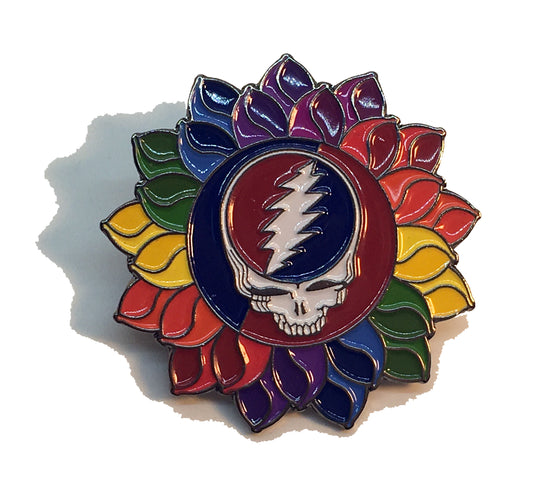 Rainbow Lotus Grateful Stealie Pin