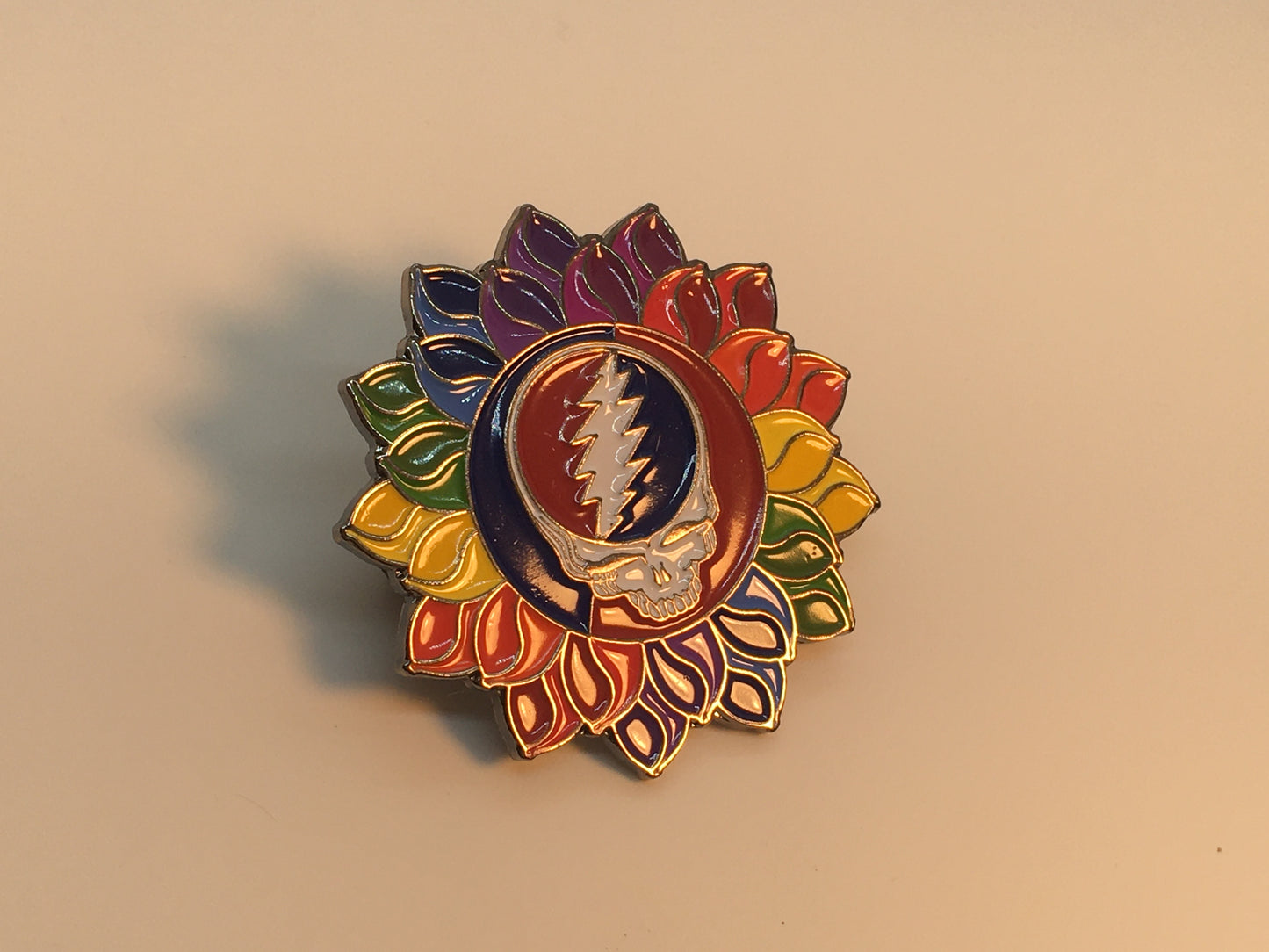 Rainbow Lotus Grateful Stealie Pin