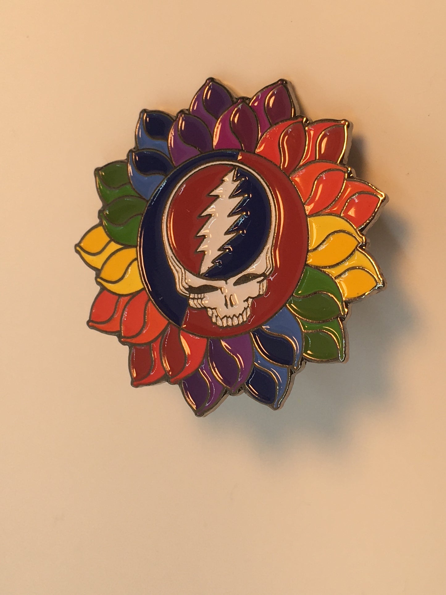 Rainbow Lotus Grateful Stealie Pin