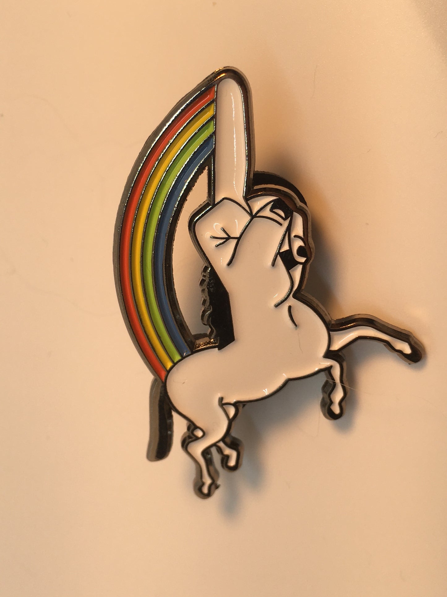 FU Unicorn Finger Bird Centaur Pin