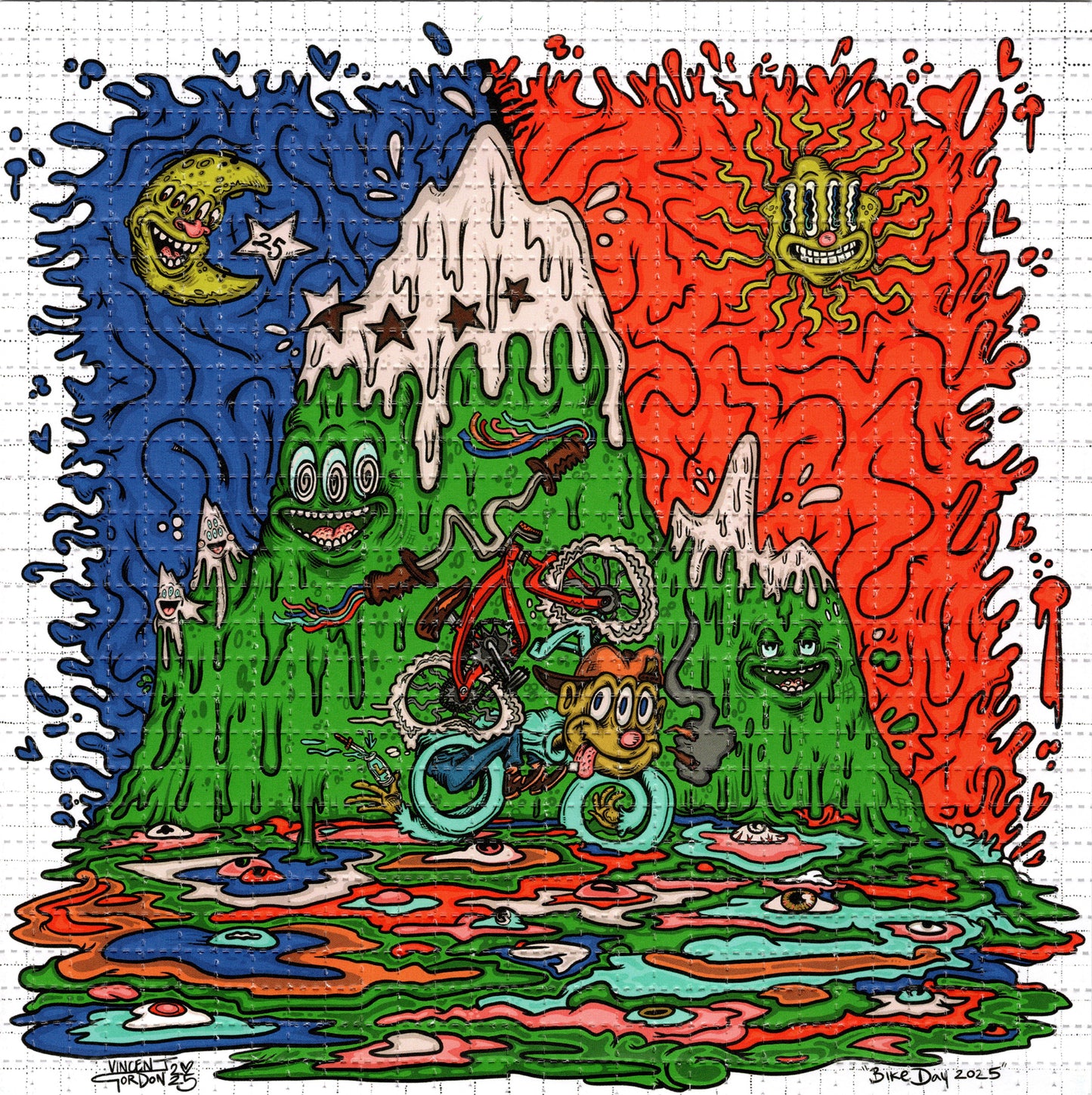 Bike Day 2025 by Vincent Gordon SIGNED Limited Edition LSD blotter art print