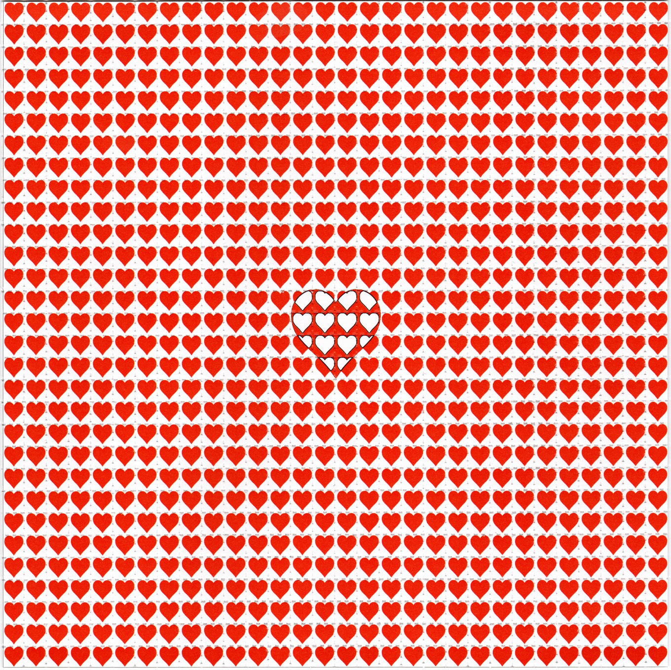 Red Hearts LSD blotter art print