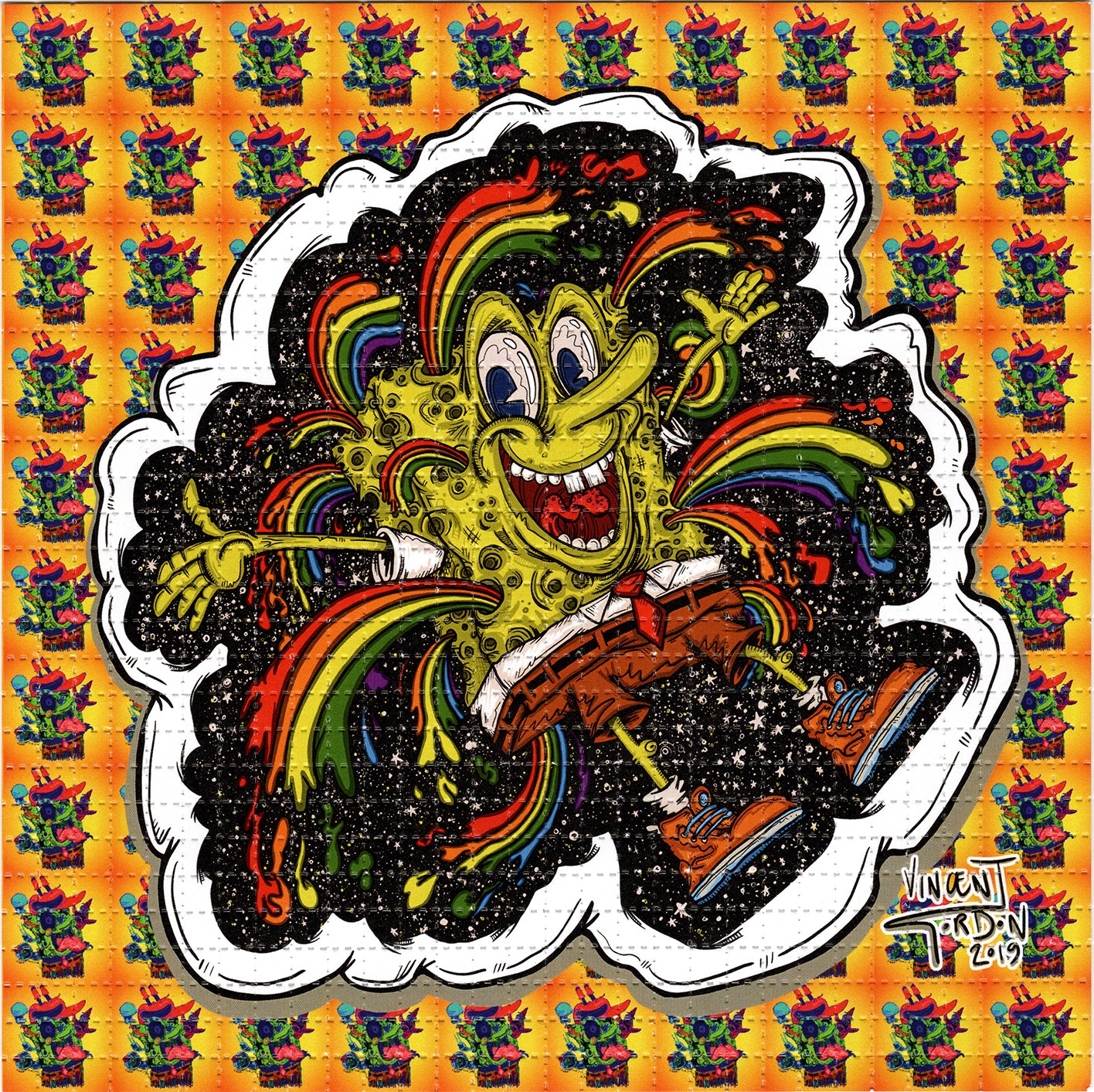 Rainbow Spunbob by Vincent Gordon SIGNED Limited Edition LSD blotter art print