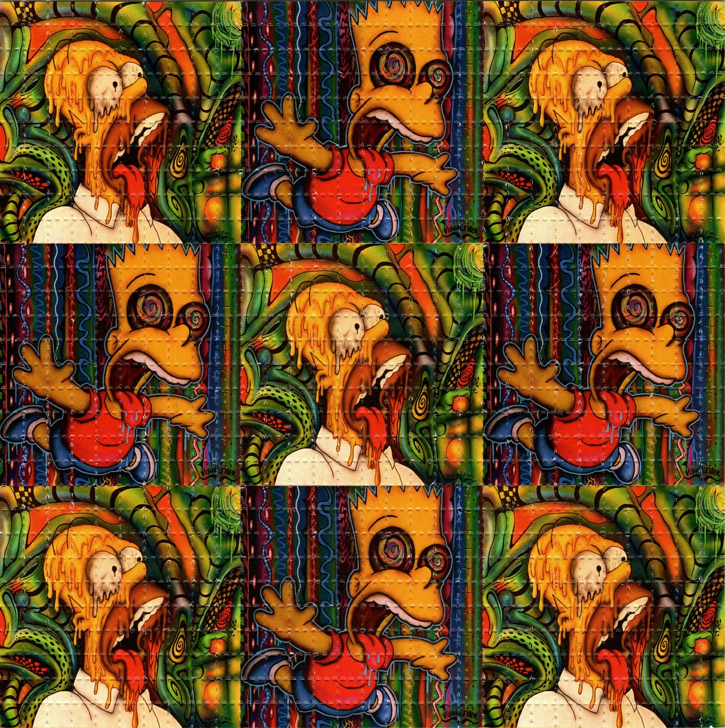 Homer and Bart X9 by Visual Fiber SIGNED Limited Edition LSD blotter art print
