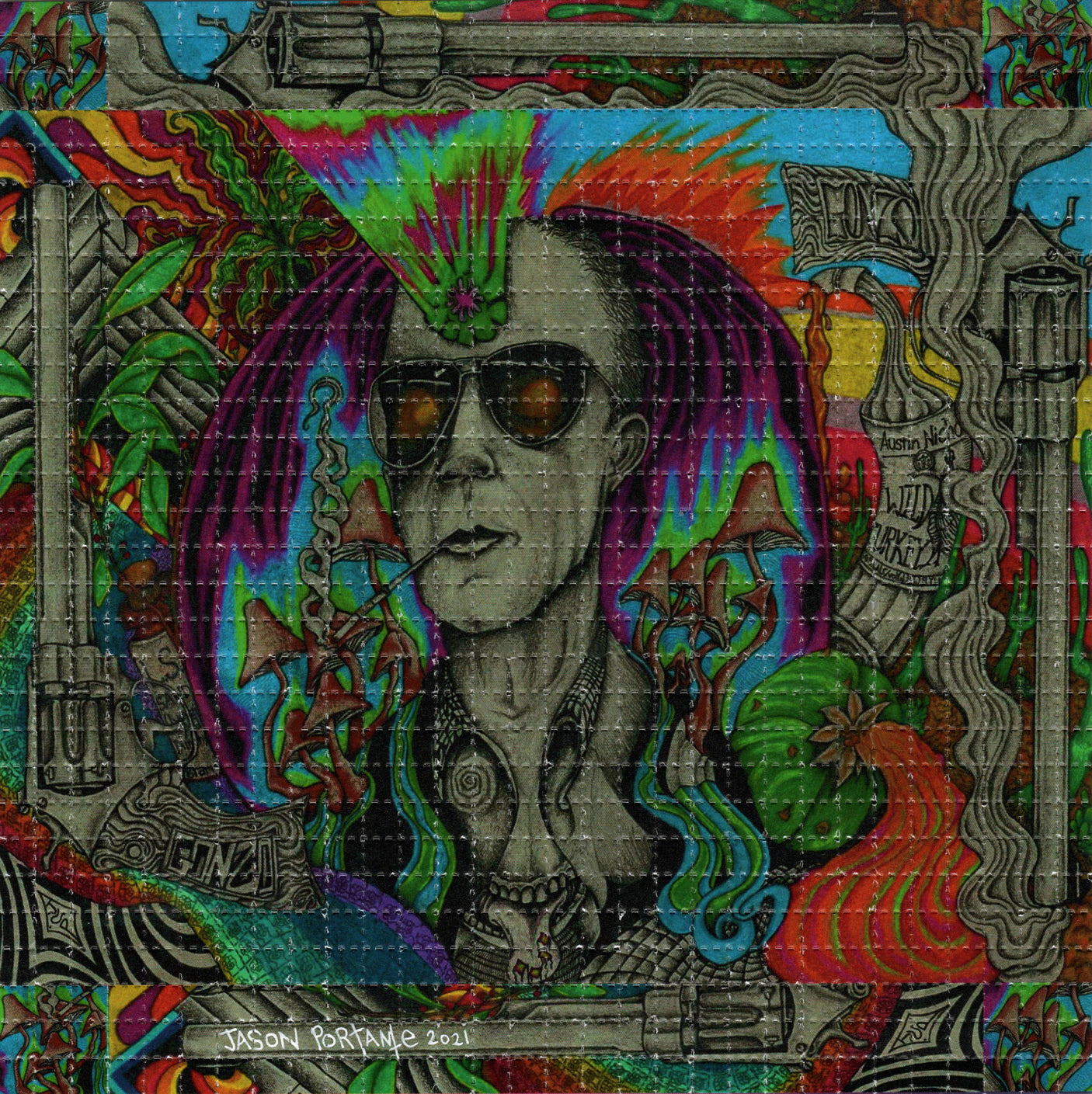 Hunter Thompson Gun Gonzo by Jason Portante Signed Limited Edition LSD blotter art print