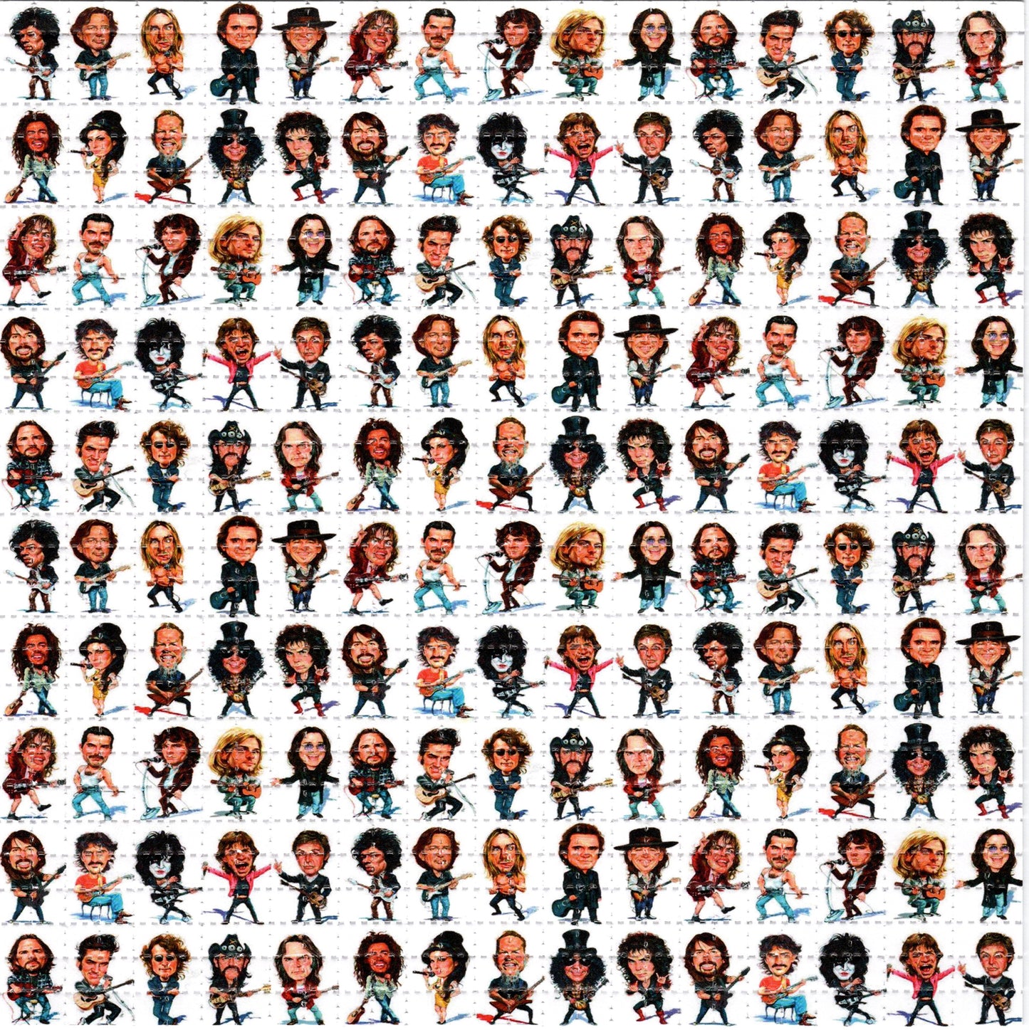 150 Rockers Caricatures LSD blotter art print