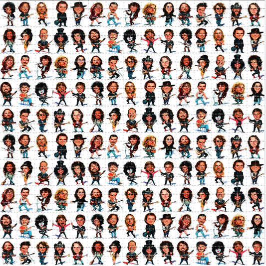 150 Rockers Caricatures LSD blotter art print