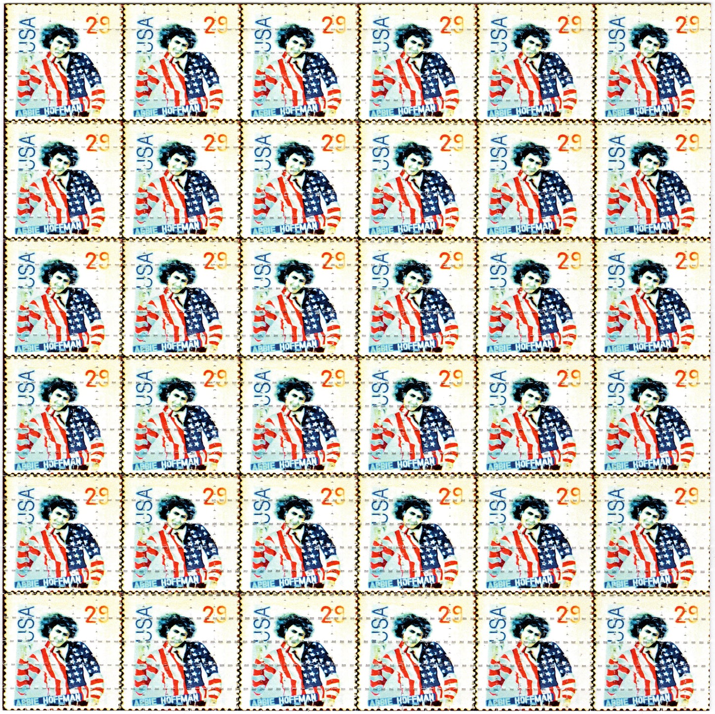 Abbie Hoffman Stamps LSD blotter art print