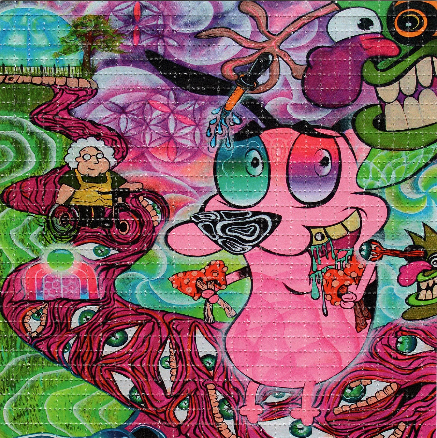 Courage The Tripped Out Dog byAlessandra Loonah Hernandez SIGNED Limited Edition LSD blotter art print