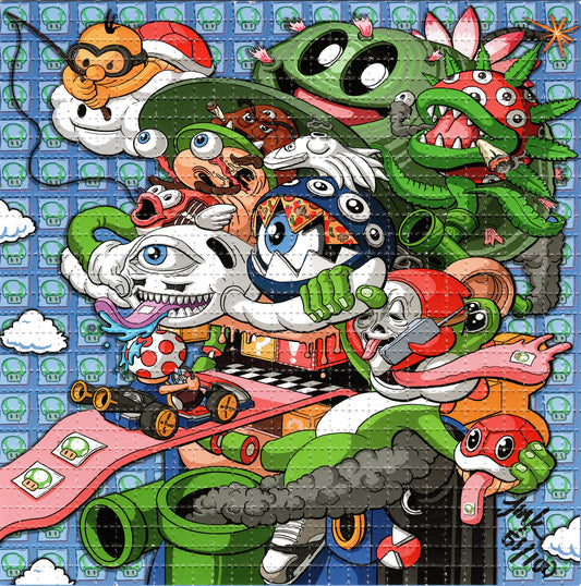 1-Up Mario Gang Tabs by Jamie Inklings Signed Limited Edition LSD blotter art print