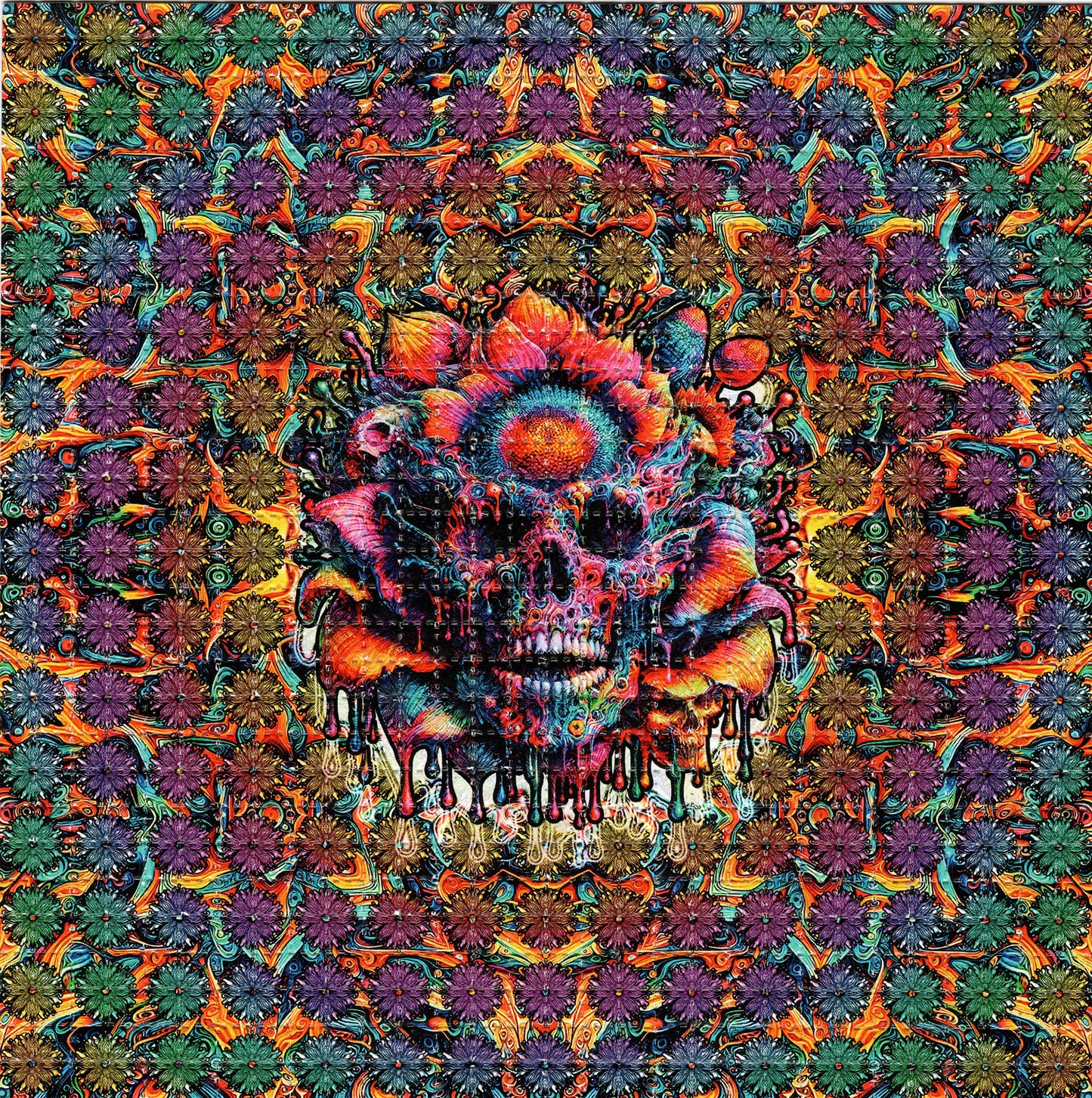 Skull Flowers by Brandon Bennett SIGNED Limited Edition LSD blotter art print