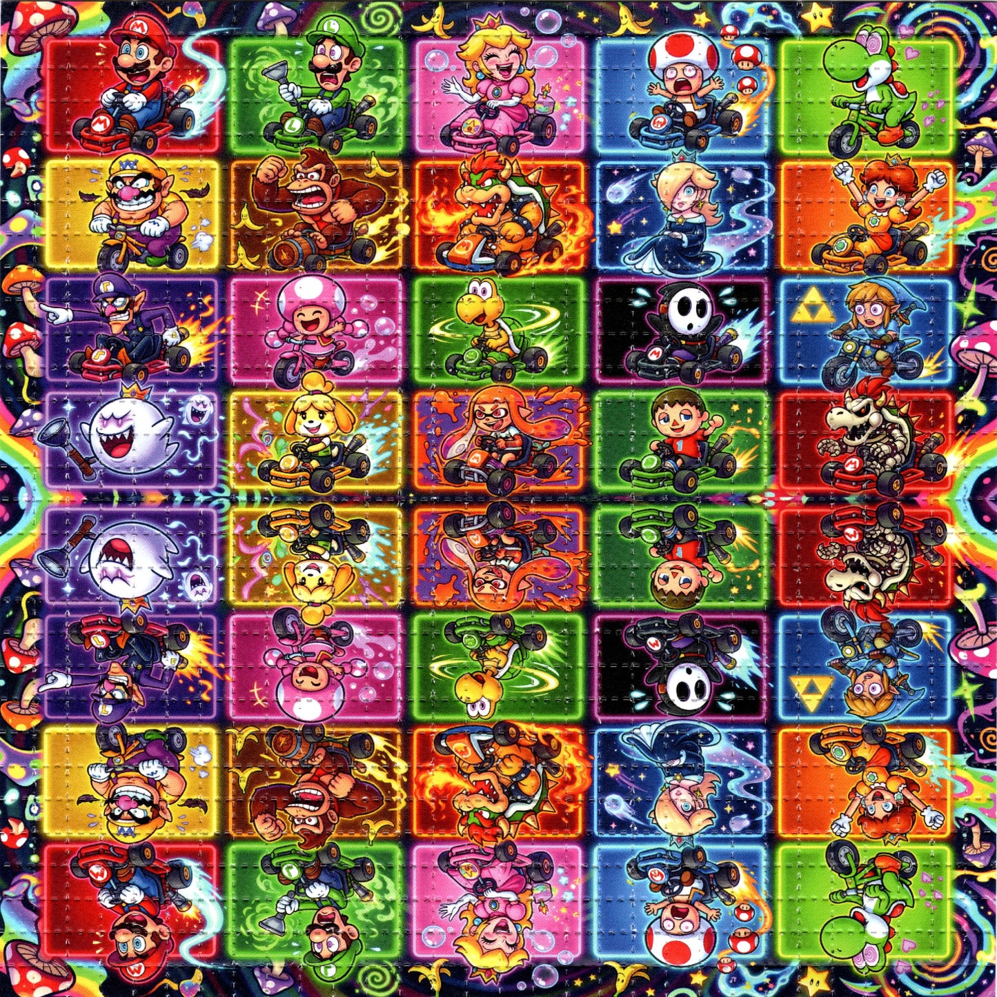 Psychedelic Mario Kart Kids LSD blotter art print (Copy)