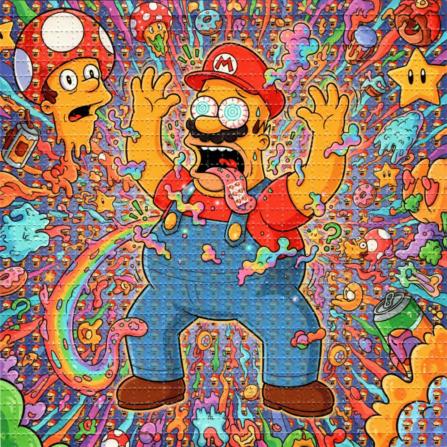 Homer Mario Mashup Tabs on Tongue Freakout LSD blotter art print