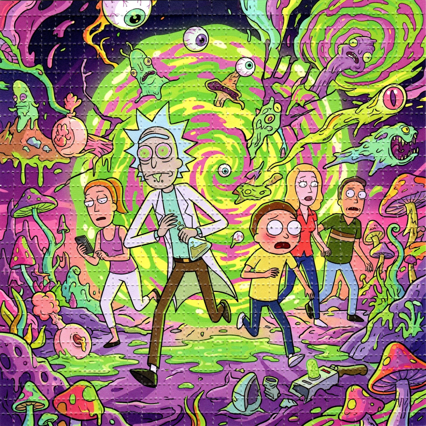 Rick and Morty Psychedelic Portal LSD blotter art print