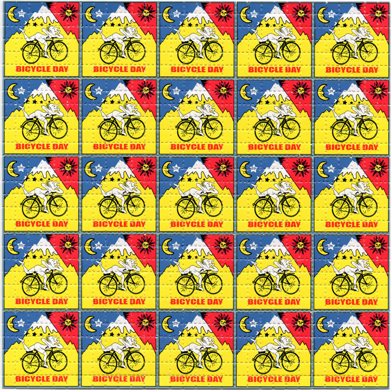 Red Bicycle Day X36 LSD blotter art print