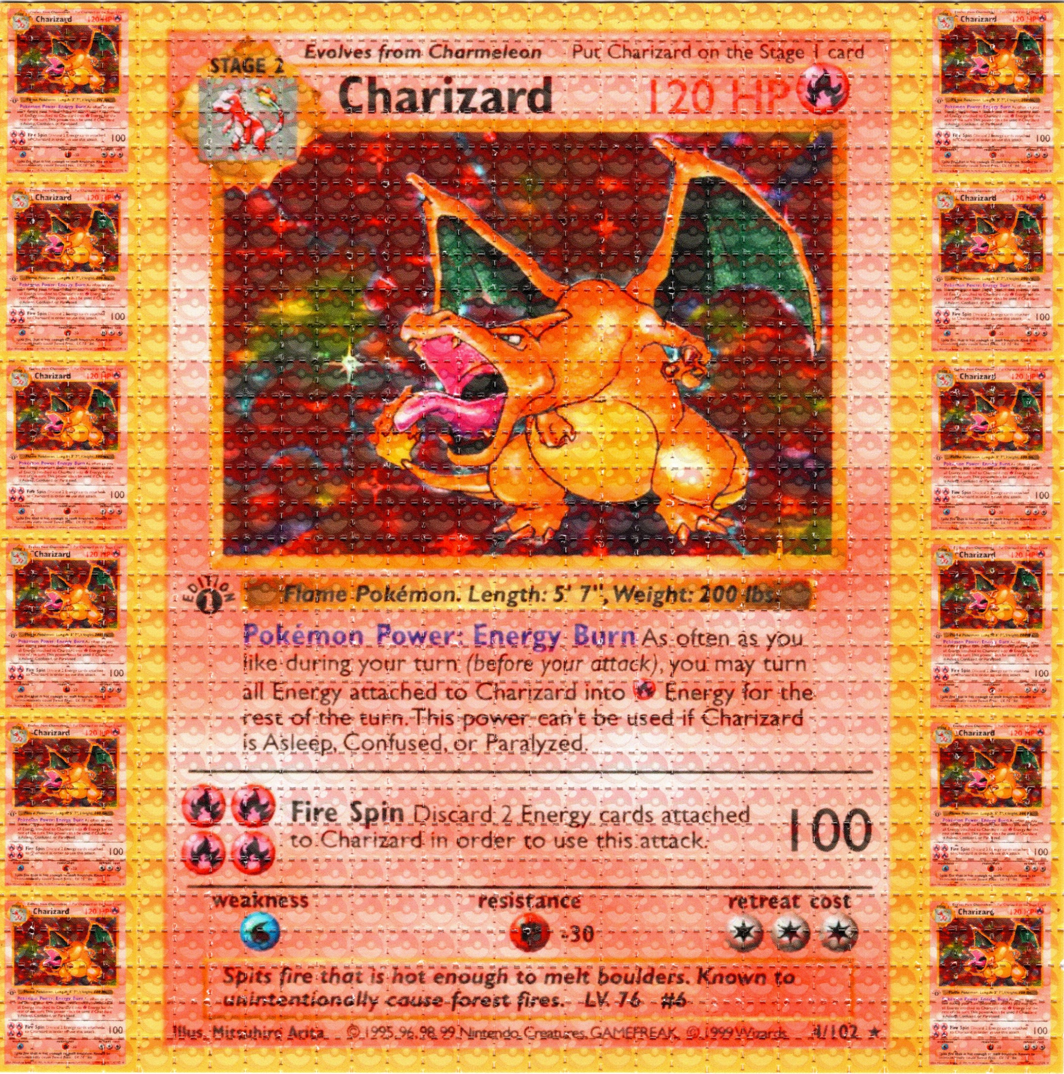 Charizard Tabs Pocket Monsters Pokemon LSD blotter art print Key-Z Productions Charizard Tabs Pocket Monsters Pokemon LSD blotter art print Key-Z Productions
