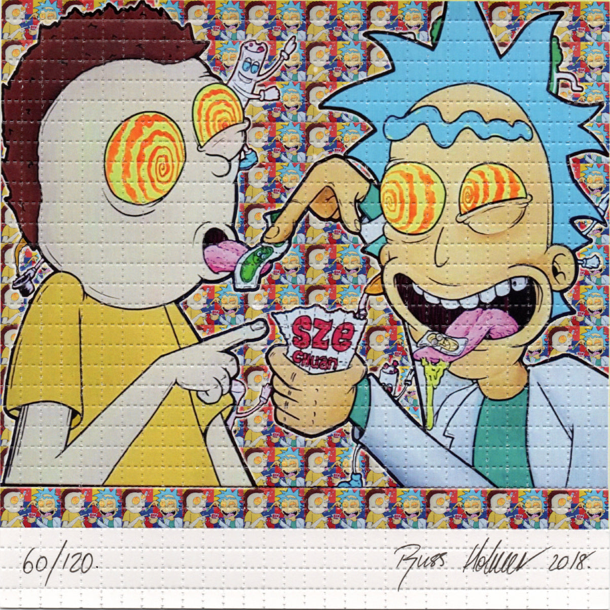 Eat the Acid Morty by Overdosed Art (Russ Holmes) SIGNED Limited Edition LSD blotter art print