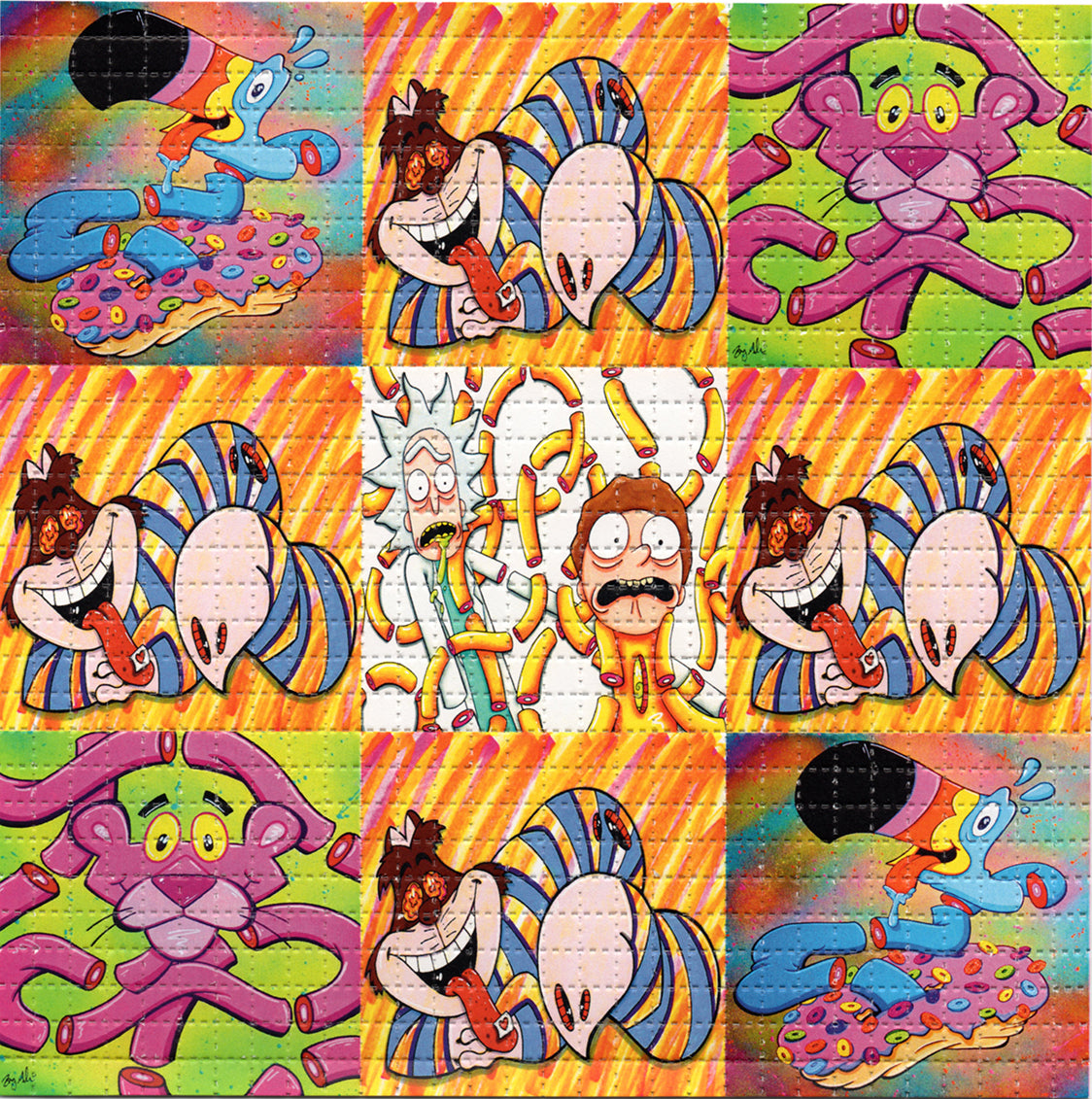 Pink Cheshire Noodles X9 by Brian Miller Limited Edition LSD blotter art print